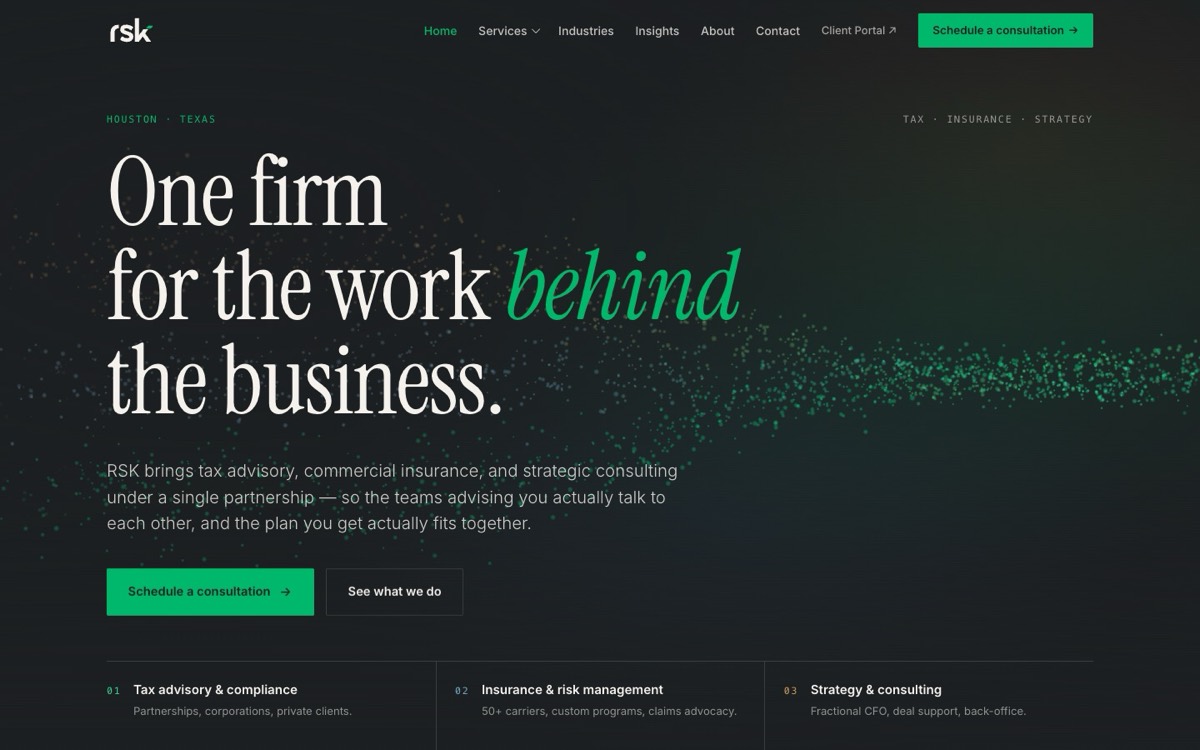 RSK Advisors website homepage
